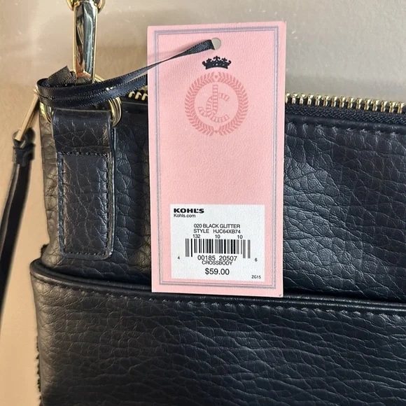 JUICY COUTURE black glitter crossbody purse - NEW WITH TAGS - Picture 6 of 6